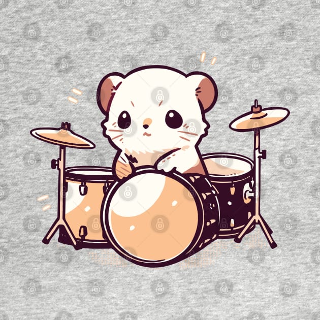 Ferret playing drums by etherElric